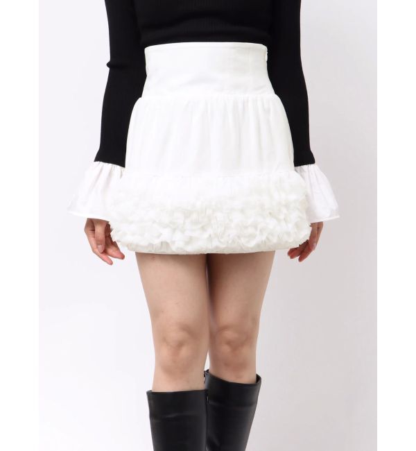 MERCURYDUO「ボリュームチュールティアードミニスカート」|スカート|オフホワイト