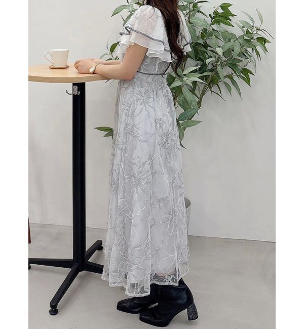 MERCURYDUO「エンブロイダリーラッフルワンピース」|ワンピース|