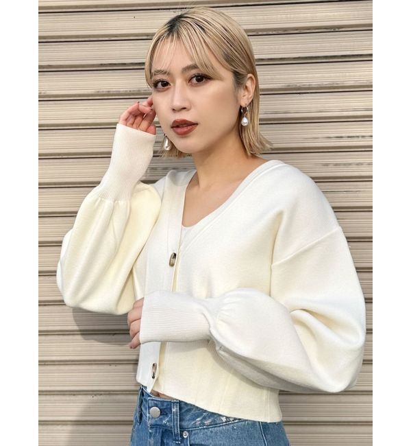 MURUA「タックヘムカーデ&times;キャミセット」|カーディガン|