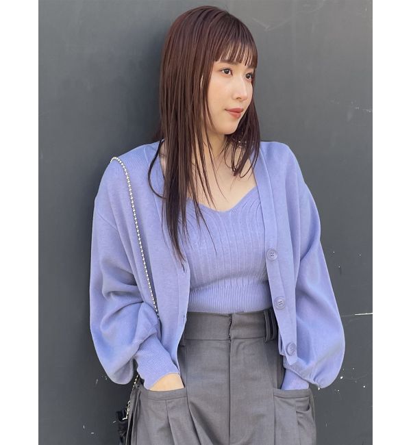 MURUA「タックヘムカーデ&times;キャミセット」|カーディガン|