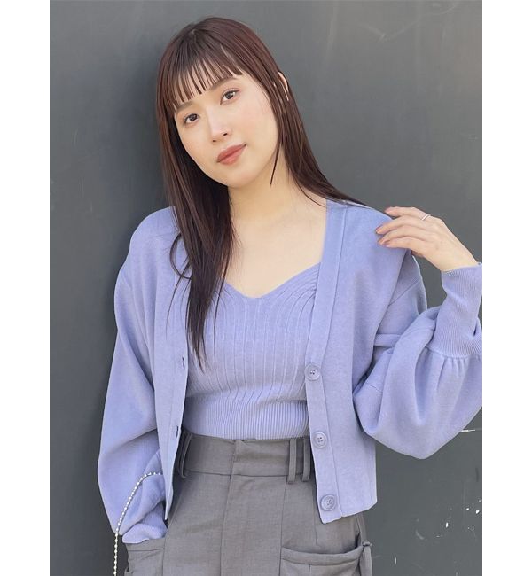 MURUA「タックヘムカーデ&times;キャミセット」|カーディガン|