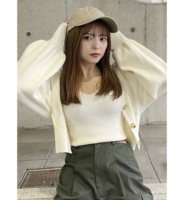 MURUA「タックヘムカーデ&times;キャミセット」|カーディガン|