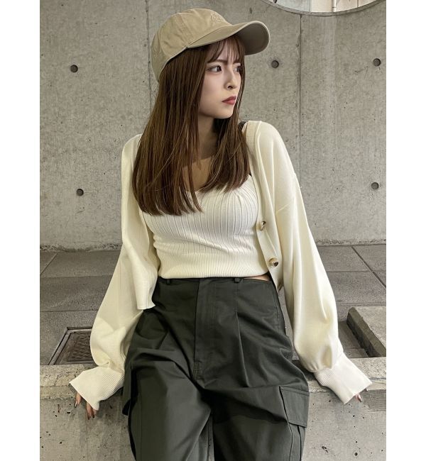 MURUA「タックヘムカーデ&times;キャミセット」|カーディガン|