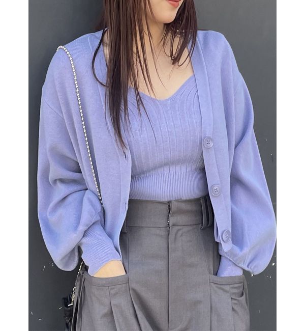 MURUA「タックヘムカーデ&times;キャミセット」|カーディガン|パープル
