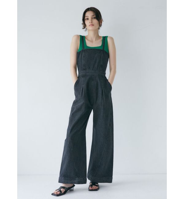 MURUA「デザインデニムロンパース」|オールインワン|