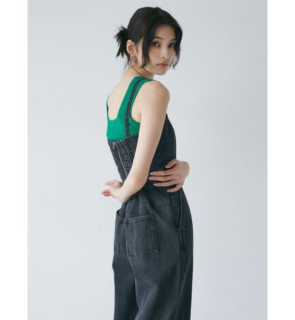 MURUA「デザインデニムロンパース」|オールインワン|