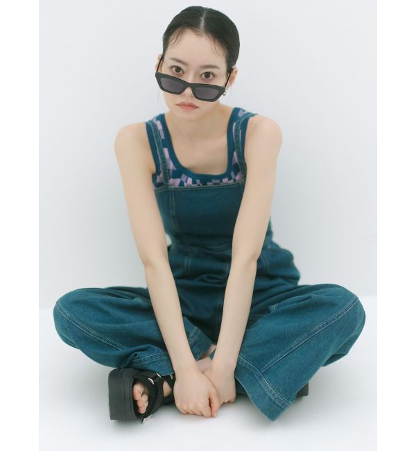 MURUA「デザインデニムロンパース」|オールインワン|