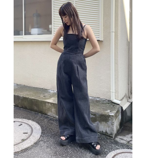 MURUA「デザインデニムロンパース」|オールインワン|