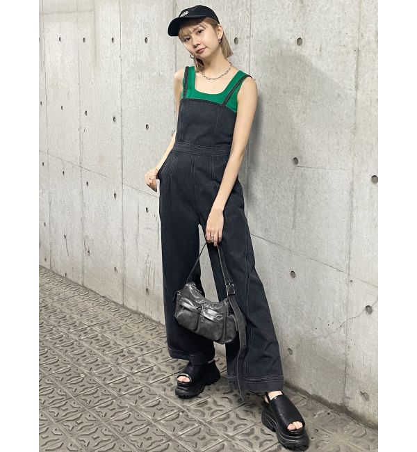 MURUA「デザインデニムロンパース」|オールインワン|