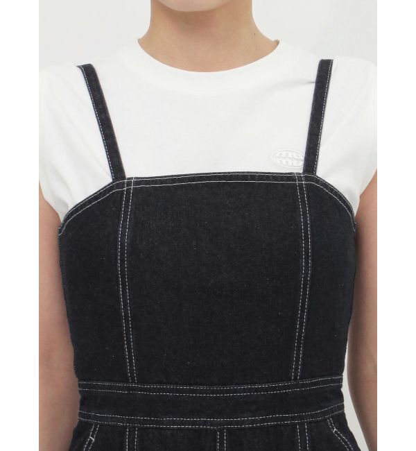 MURUA「デザインデニムロンパース」|オールインワン|