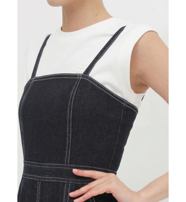 MURUA「デザインデニムロンパース」|オールインワン|