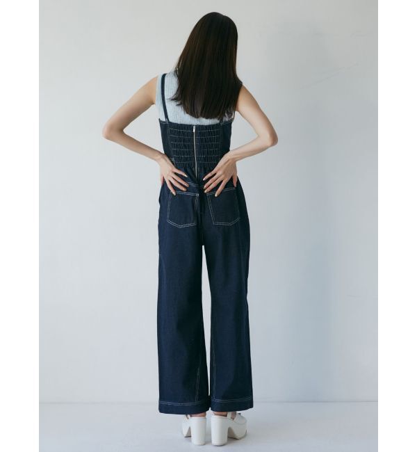 MURUA「デザインデニムロンパース」|オールインワン|