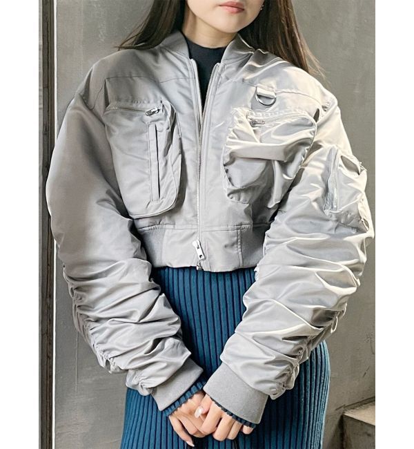 MURUA「3DポケットショートMA-1」|ブルゾン・スタジャン|ライトグレー