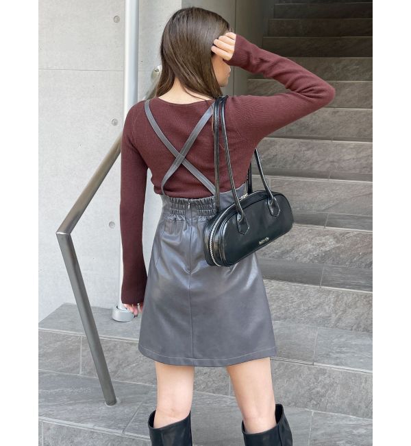MURUA「フェイクレザーミニジャンスカ」|ワンピース|