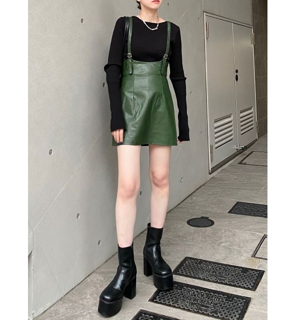 MURUA「フェイクレザーミニジャンスカ」|ワンピース|