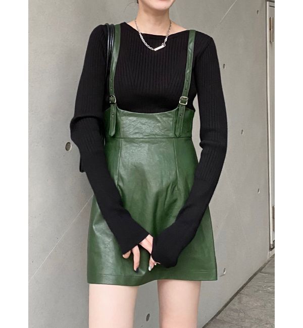 MURUA「フェイクレザーミニジャンスカ」|ワンピース|グリーン