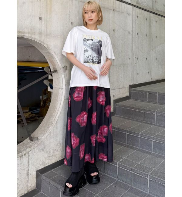MURUA「ニュアンスフラワープリントスカート」|スカート|
