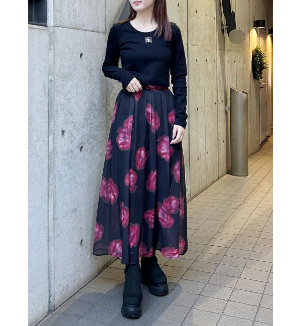 MURUA「ニュアンスフラワープリントスカート」|スカート|