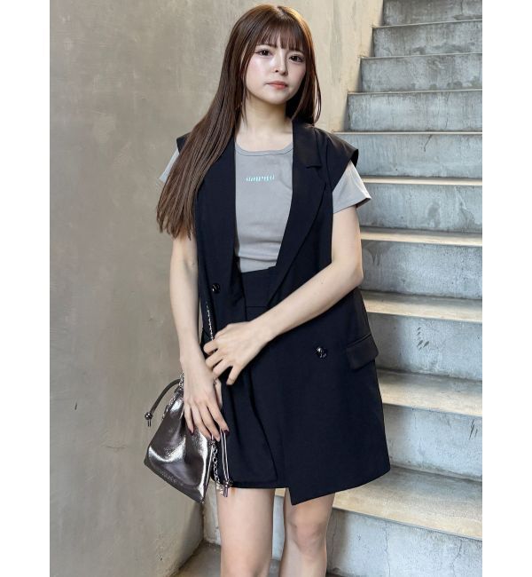 MURUA「バックベルトテーラードジレ【セットアップ着用可】」|ベスト・ジレ|