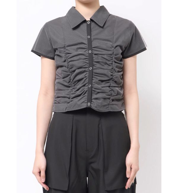 MURUA「レイヤードチュールクロップドシャツ」|シャツ・ブラウス|