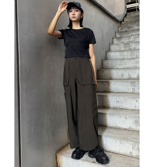 MURUA「サイドレースアップエンボスTシャツ」|Tシャツ・カットソー|