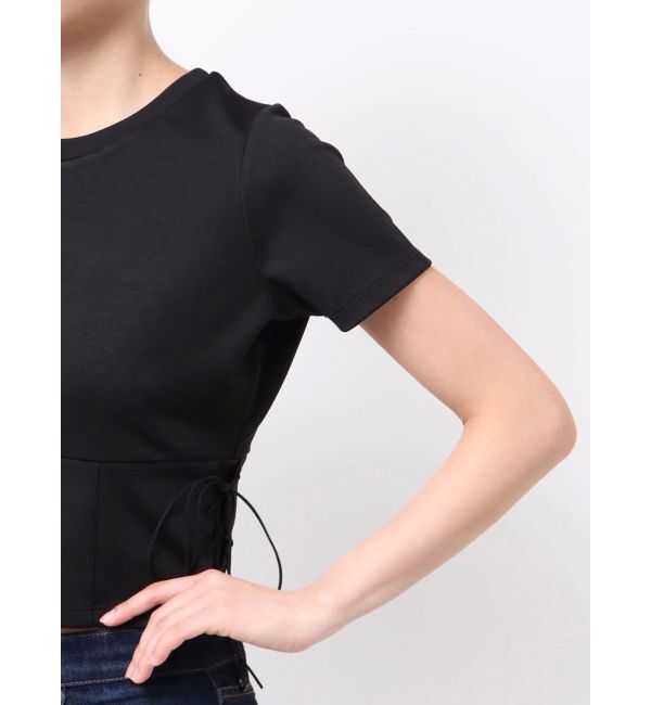 MURUA「サイドレースアップエンボスTシャツ」|Tシャツ・カットソー|