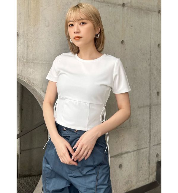 MURUA「サイドレースアップエンボスTシャツ」|Tシャツ・カットソー|