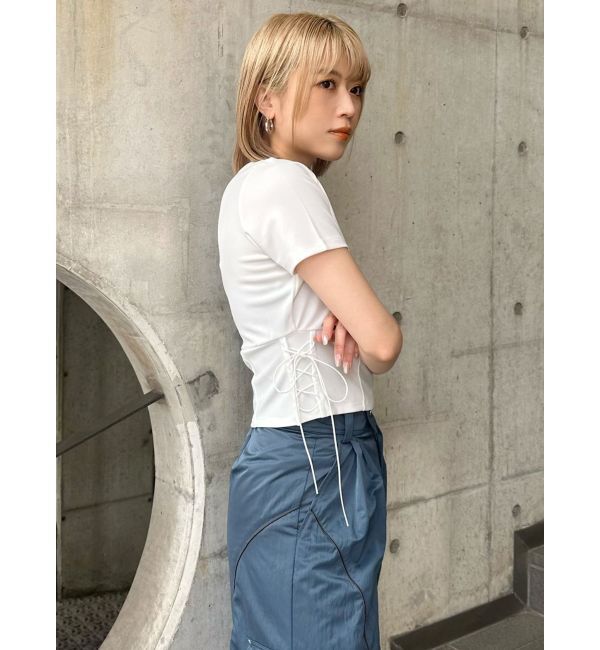 MURUA「サイドレースアップエンボスTシャツ」|Tシャツ・カットソー|