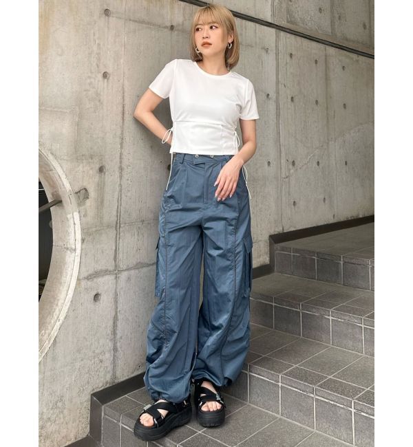 MURUA「サイドレースアップエンボスTシャツ」|Tシャツ・カットソー|