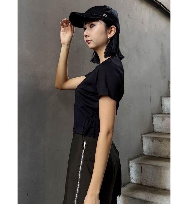 MURUA「サイドレースアップエンボスTシャツ」|Tシャツ・カットソー|