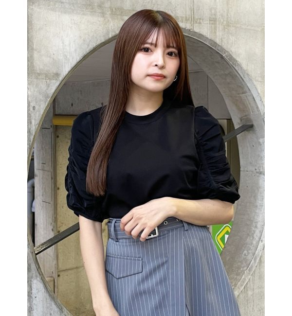 MURUA「ギャザースリーブトップス」|Tシャツ・カットソー|