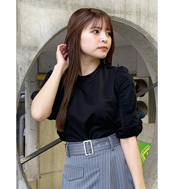 MURUA「ギャザースリーブトップス」|Tシャツ・カットソー|