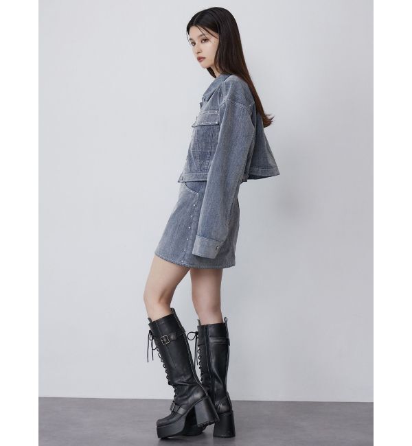 MURUA「フロッキーデニムミニスカート【セット販売対象】」|スカート|