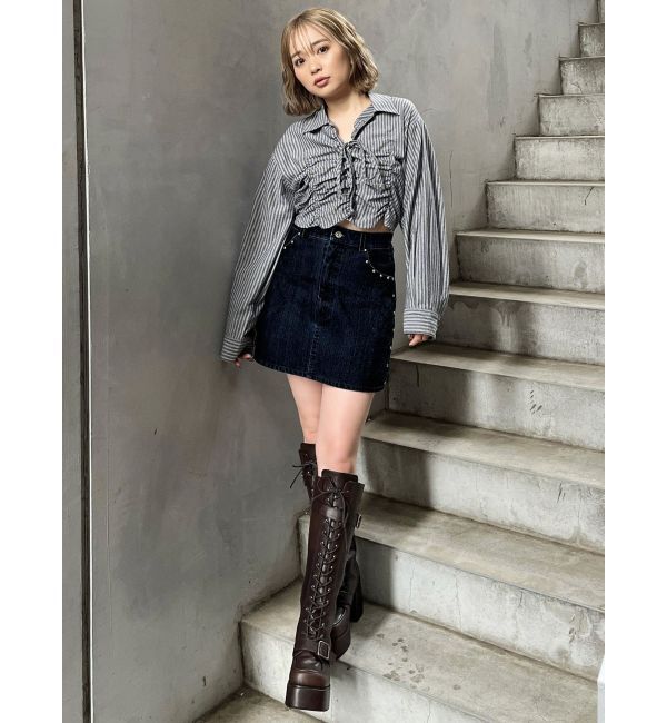 MURUA「フロッキーデニムミニスカート【セット販売対象】」|スカート|