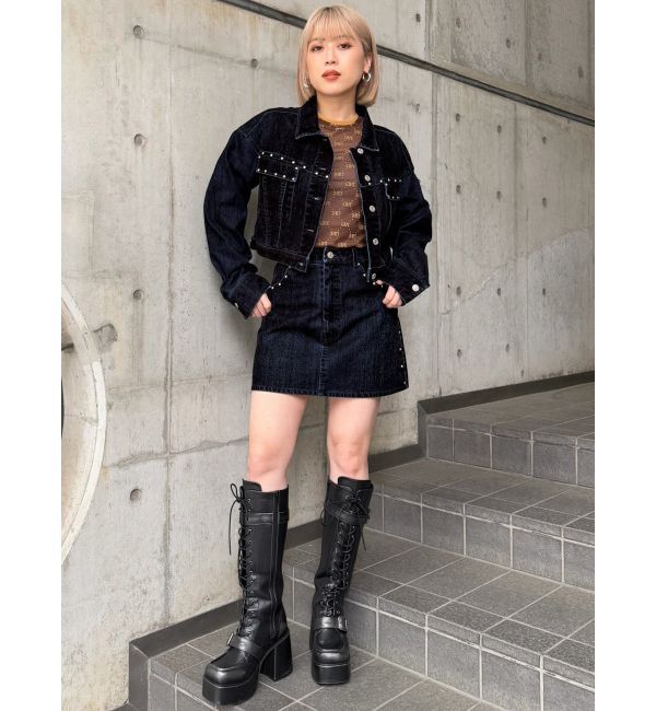 MURUA「フロッキーデニムミニスカート【セット販売対象】」|スカート|