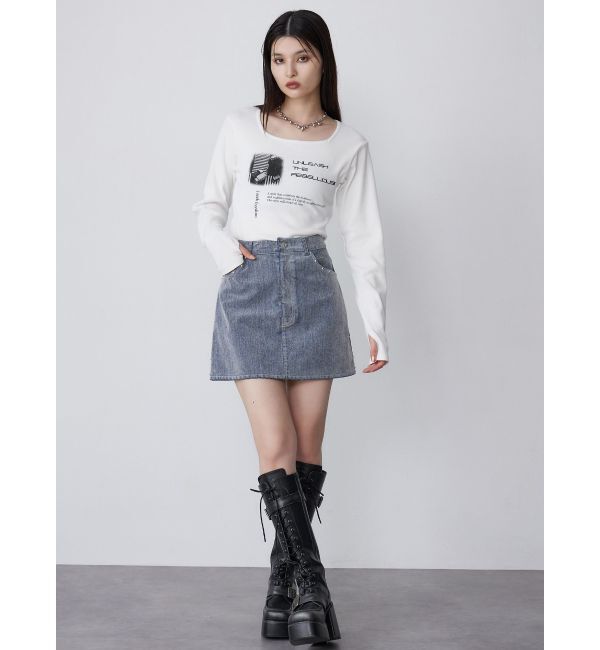 MURUA「フロッキーデニムミニスカート【セット販売対象】」|スカート|