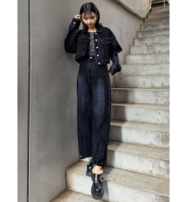 MURUA「フロッキーバレルレッグデニム【セット販売対象】」|デニム|