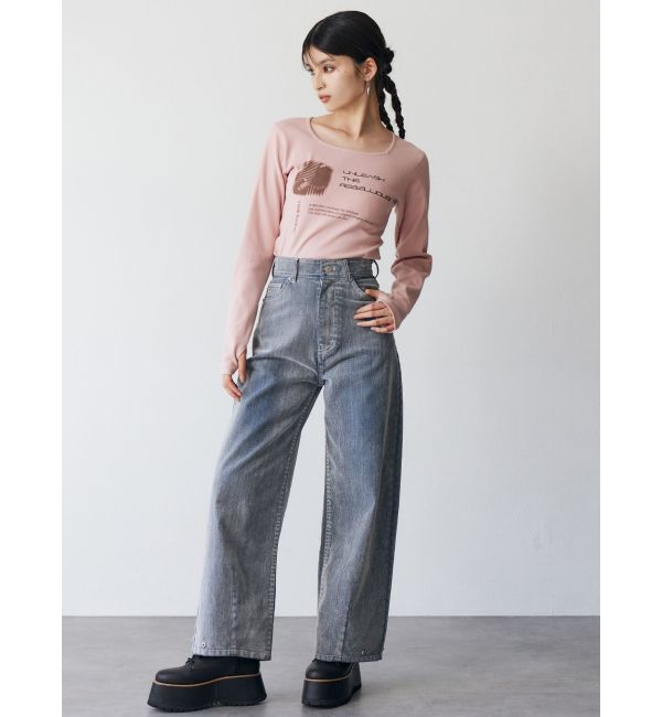 MURUA「フロッキーバレルレッグデニム【セット販売対象】」|デニム|