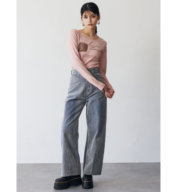 MURUA「フロッキーバレルレッグデニム【セット販売対象】」|デニム|