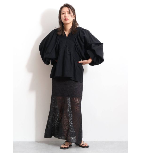 Ungrid「透かし編みニットフレアスカート」|スカート|