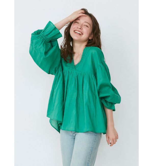 Ungrid「スリーブボリュームブラウス」|シャツ・ブラウス|グリーン