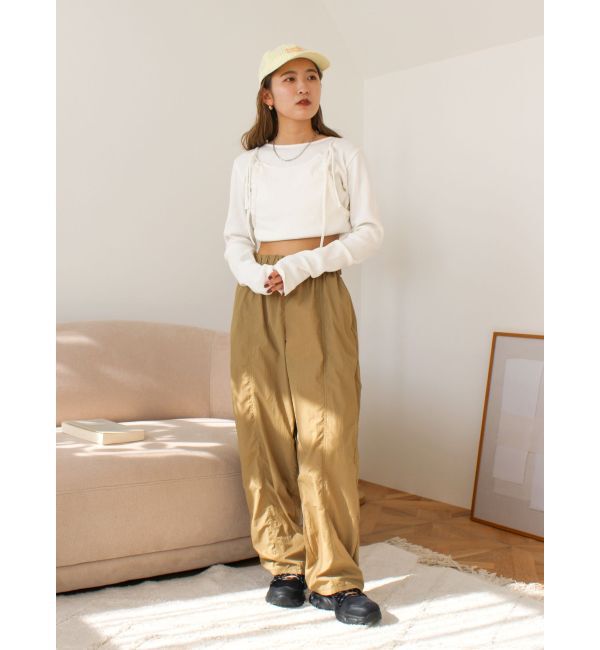 Ungrid「ナイロン混ボリュームラフパンツ」|その他|