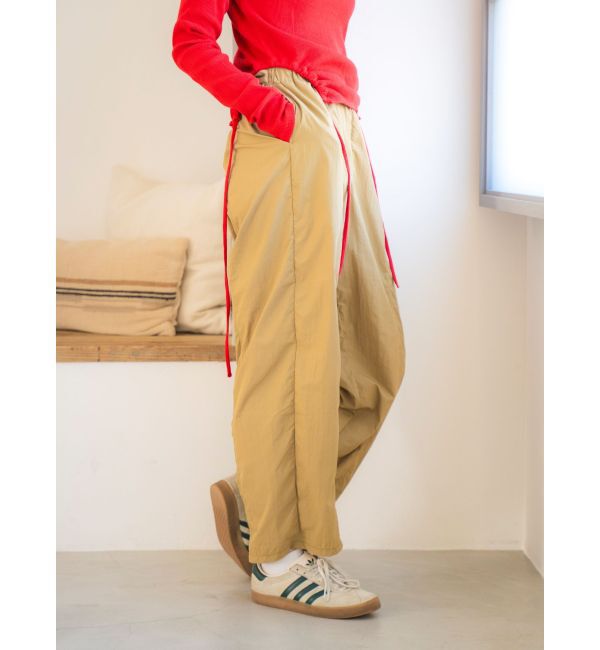 Ungrid「ナイロン混ボリュームラフパンツ」|その他|ベージュ