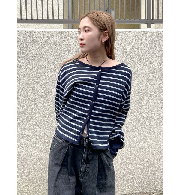 Ungrid「ハニカムボーダーカーディガン」|カーディガン|