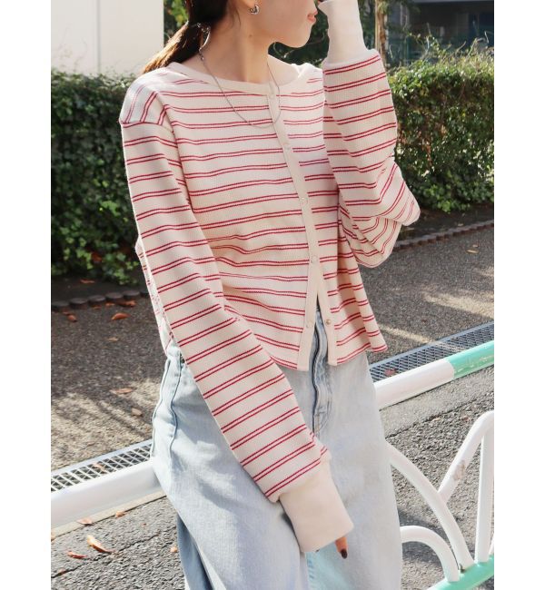 Ungrid「ハニカムボーダーカーディガン」|カーディガン|