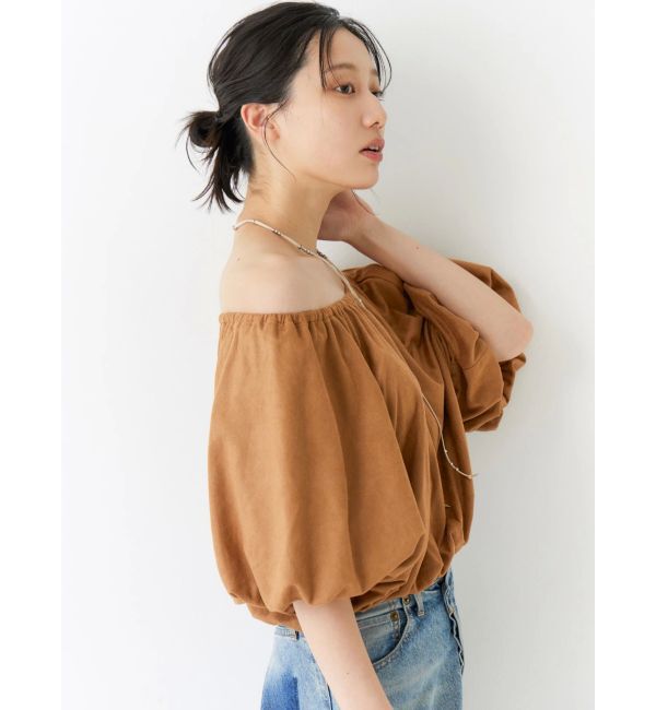 Ungrid「フェイクスウェードハーフスリーブバルーンブラウス」|シャツ・ブラウス|