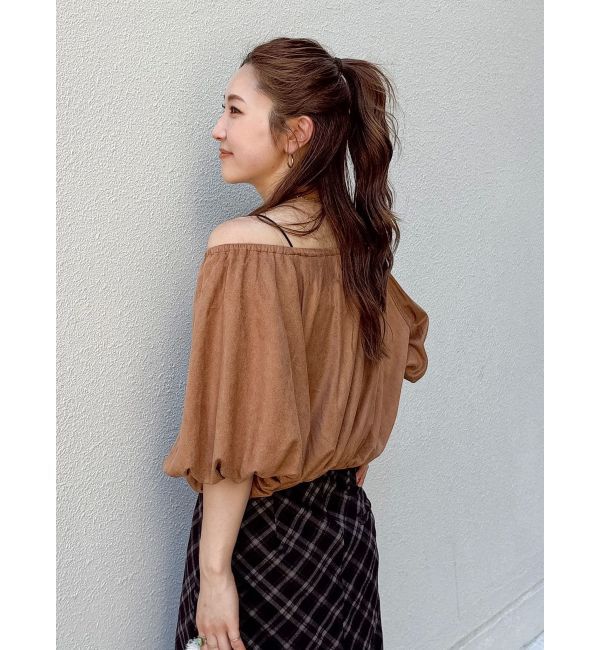 Ungrid「フェイクスウェードハーフスリーブバルーンブラウス」|シャツ・ブラウス|