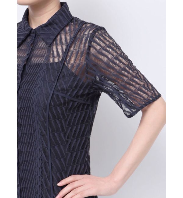 LAGUNAMOON「LADYシャツカラーレースワンピース」|ドレス|