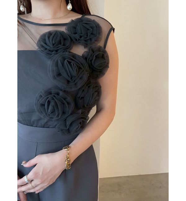 LAGUNAMOON「LADYコサージュチュールパンツドレス」|ドレス|