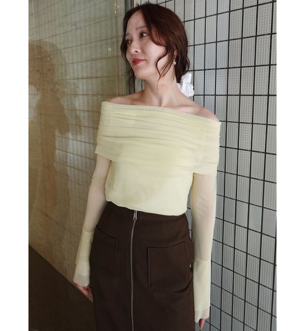 LAGUNAMOON「フレアスリーブオフショルチュールトップス」|Tシャツ・カットソー|